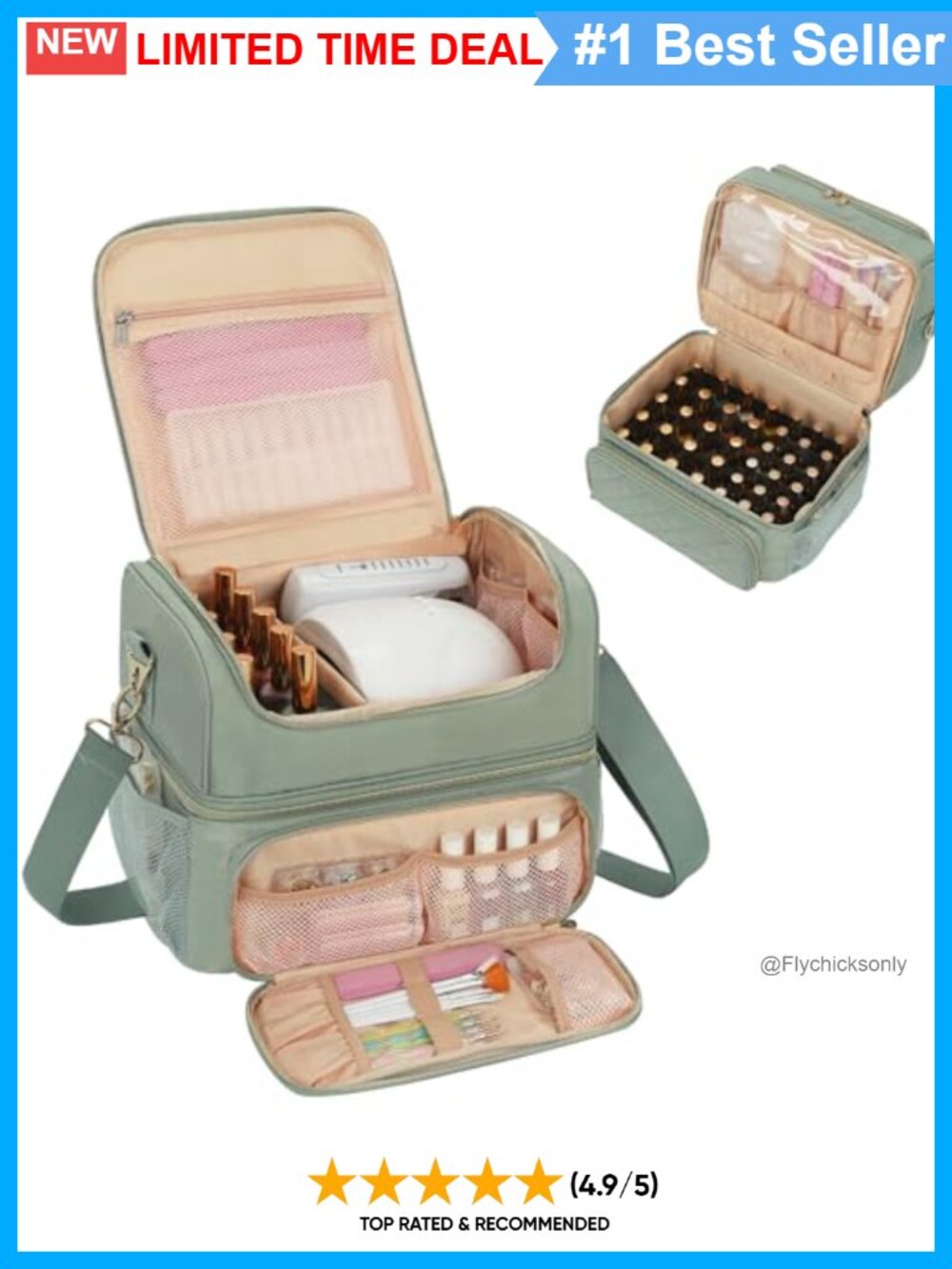 Double Layer Nail Polish Organizer Bag 48 Bottles Manicure Travel Case
